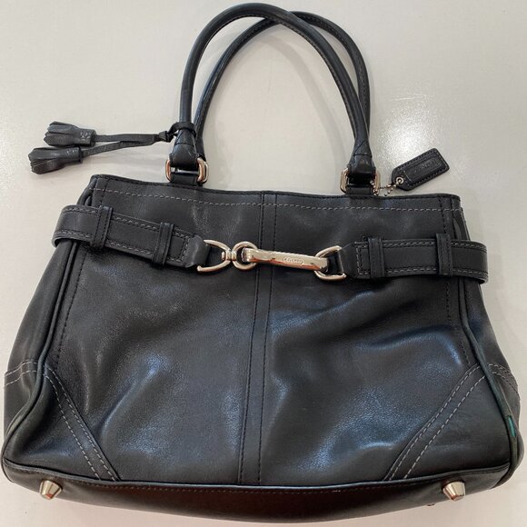 Coach F08A70 Hampton Leather Black Handbag Shoulder Bag Purse - Picture 1 of 8